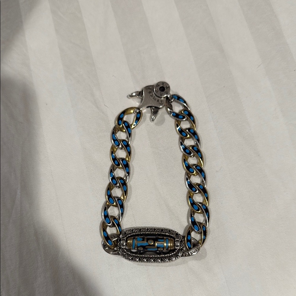 Silver and Blue Chain Bracelet
